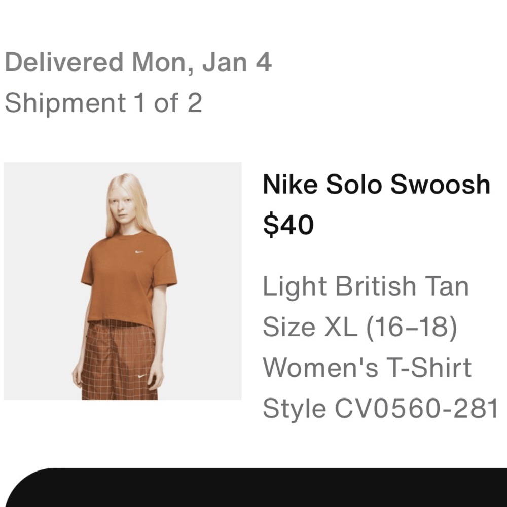 Nike solo swoosh cropped tee NWOT